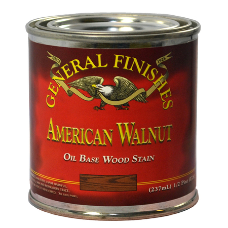 GENERAL FINISHES 1/2 Pt American Walnut Wood Stain Oil-Based Penetrating Stain AWHP